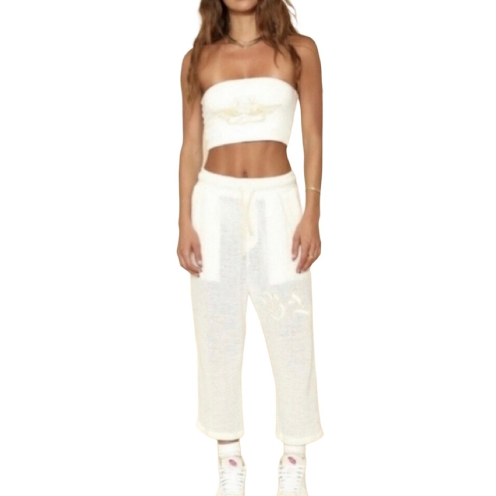 Boys Lie Off-White Embroidered Baseball Pants - Size Small
